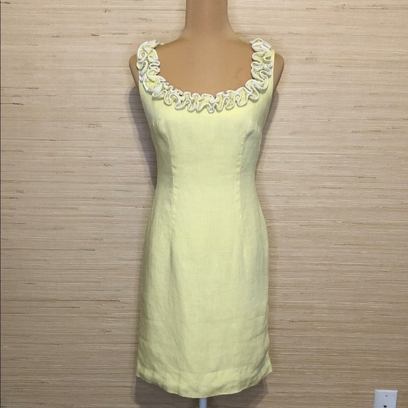 anne fogarty Dresses & Skirts - Vintage The Anne Fogarty Room Chic Yellow Ruffle Neckline Mini Dress